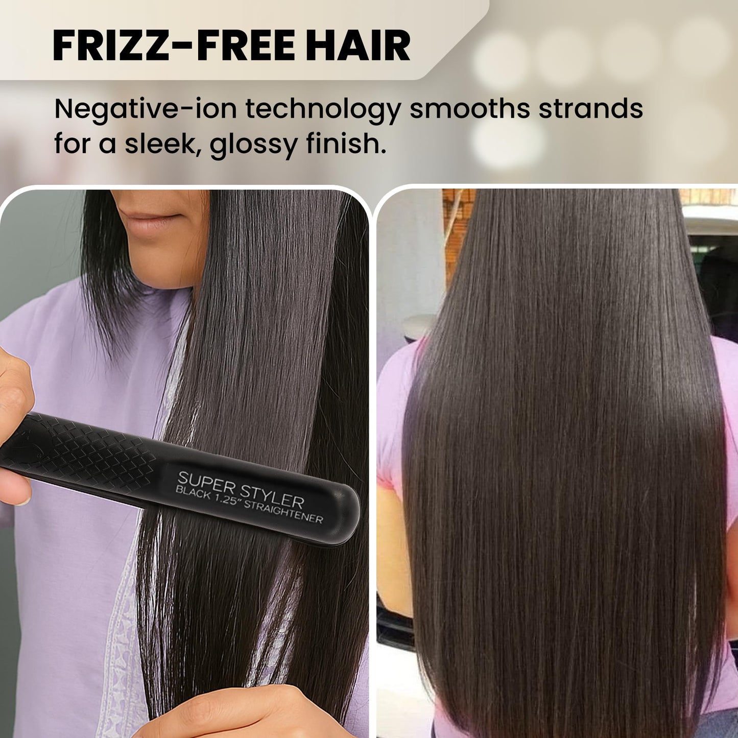 Herstyler Superstyler Onyx Ceramic Flat Iron - Ceramic Hair Straightener with Adjustable Temperature - Travel-Friendly Dual Voltage Flat Iron