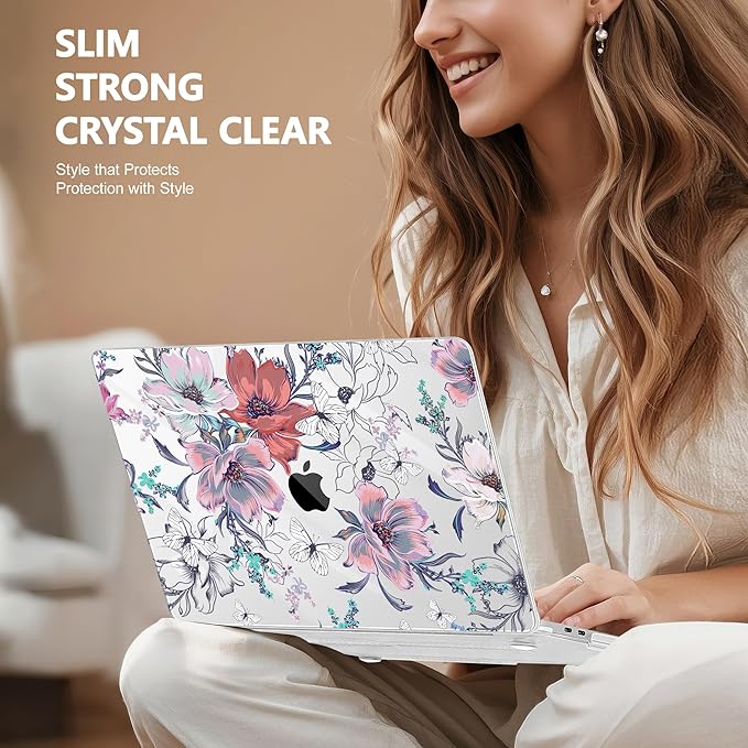 Lepeoac for MacBook Pro 16 inch Case 2019 2020 Release Model A2141, Plastic Hard Shell Cover with Keyboard Cover & Screen Protector for MacBook Pro 16 inch with Touch Bar & Touch ID, Floral C319