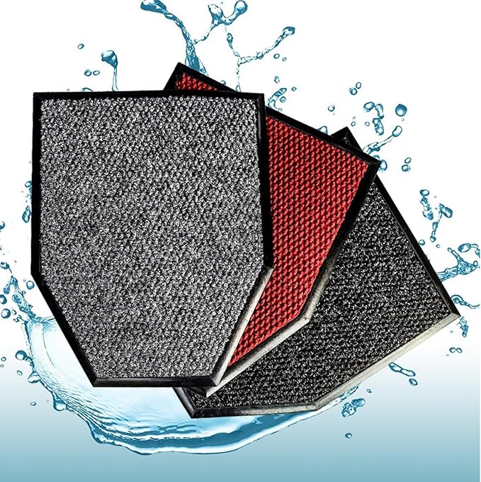 HM&DX Water Absorption 2 Pack Urinal Mats, Reusable Non-Slip Deodorization Urinal Floor Mats,Commercial Washable Urinal Carpet Rug for Men's Restroom Floor Protector(40x50cm(15.7"x19.7"), Red)