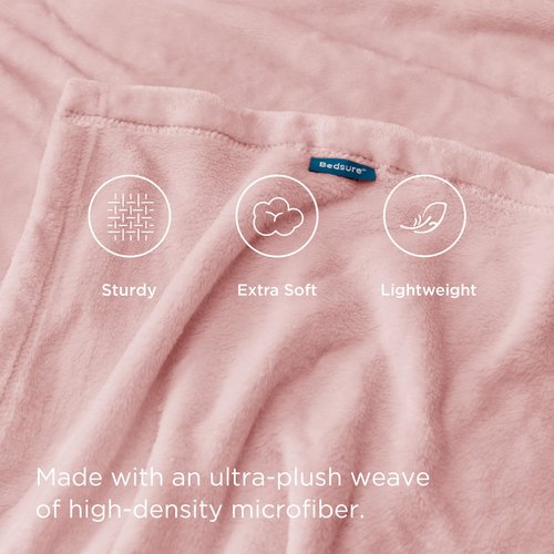 Bedsure GentleSoft Fleece Blanket Twin Size Pink - 300GSM Lightweight Plush Fuzzy Cozy Soft Warm Blanket for Bed, Sofa, Couch, Travel, Camping, 60x80 inches