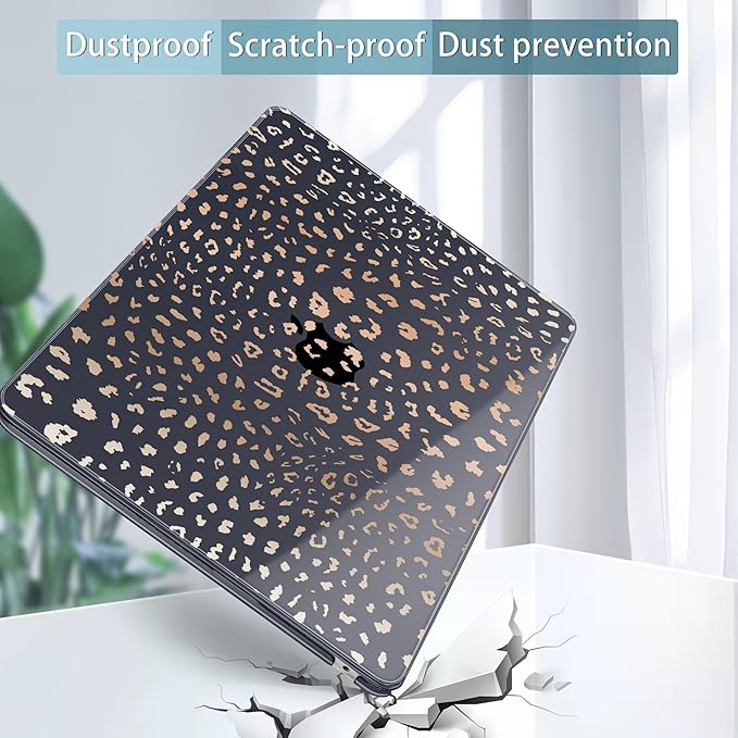 May Chen Case for MacBook Air 13/13.6 inch M5 A3449 M4 A3240 M3 A3113 M2 A2681, 2026 2025 2024-2022, Plastic Hard Shell with Keyboard Cover & Screec Protector, Leopard Print