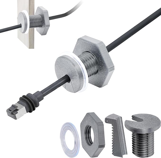 Dikiwodark 2Pcs RV Cable Passthrough for Starlink mini, RV Cable Grommet Compatible with Starlink, Ethernet, Coax, Water-Resistant and Anti-Drop RV Cable Routing(Gray)