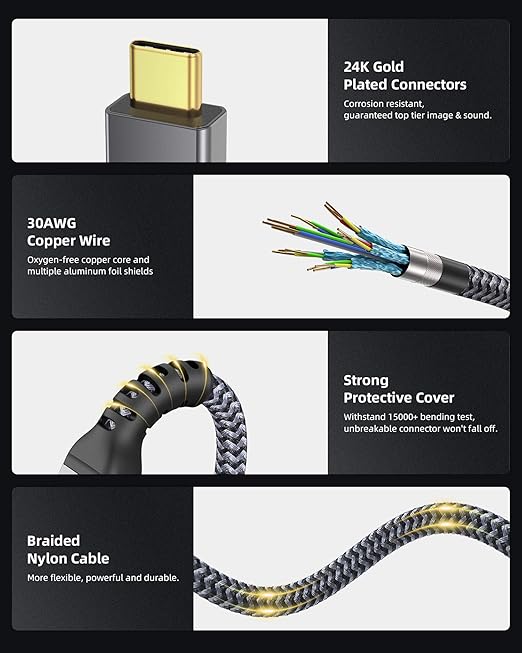 Maxonar [4Ft] Thunderbolt 4 Cable, 240W Thunderbolt Cable 40Gbps Sync 8K/5K@60Hz Display and for Thunderbolt 4, Thunderbolt 3, USB4, and USB-C Devices