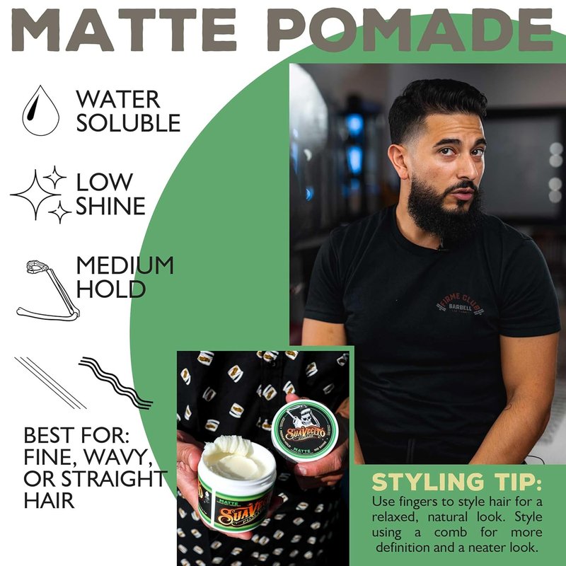 Suavecito Pomade - Matte Hair Paste for Men | Medium Hold, 4 oz - Natural Texture Styling