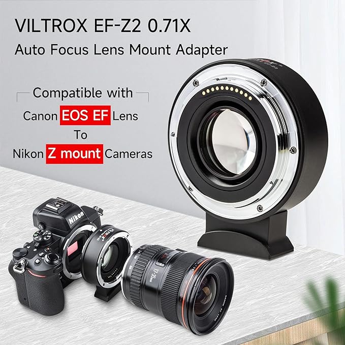VILTROX EF-Z2 Auto Focus Lens Adapter 0.71x Reducer Speedbooster Lens Converter Compatible with Canon EF Mount Lenses to Nikon Z Mount Mirrorless Cameras Z5 Z6 Z6II Z7 Z7II Z50 Zfc