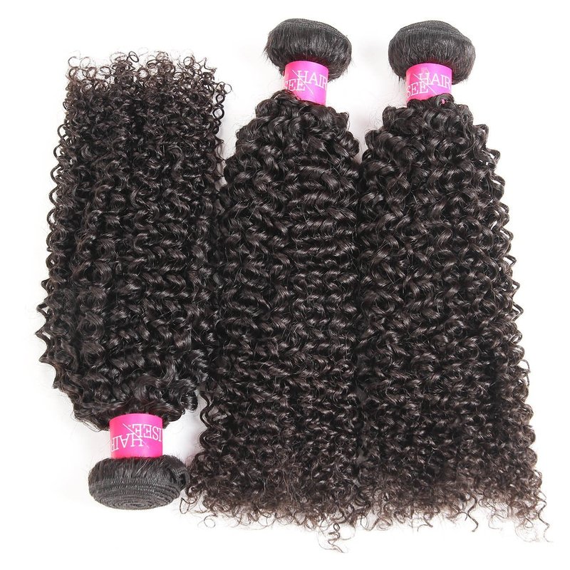 ISEE Hair Virgin Malaysian Deep Curly Jerry Curly Human Hair One Bundles,100% Unprocessed Human Hair Extensions Natural Black Can Be Dyed (14'')