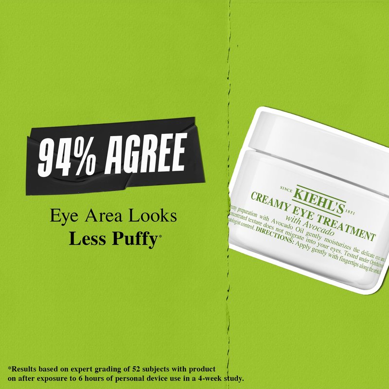 Kiehl's Avocado Eye Cream, Daily Under Eye Tightener & Brightener, Instantly Reduces Dark Circles and Puffiness, Anti-Aging Skincare with Caffeine for Undereye Bags and Dark Circles, Non-Toxic Formula