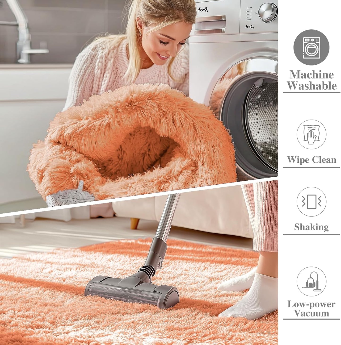 OLANLY 2x4 Machine Washable Runner Rug - Soft Fluffy Shaggy Carpet for Bedroom & Hallway | Muted Orange
