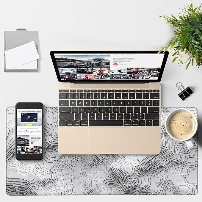 NITAHHHY Large Mouse Pad Wave Lines Gaming Desk Pad Computer Keyboard Non-Slip Waterproof Mouse Mat with Rubber Base and Stitched Edges Entertainment Office Writing Desk Mat 35.4 x 15.7 Inches