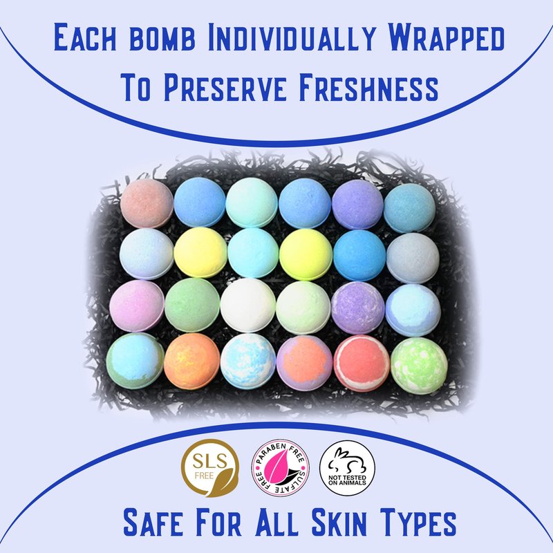 Bath Bomb Gift Sets for Men. 24 Therapeutic Aromatherapy Mens Bath Bombs. Best Gift for Dad and Fathers Day Gift Sets