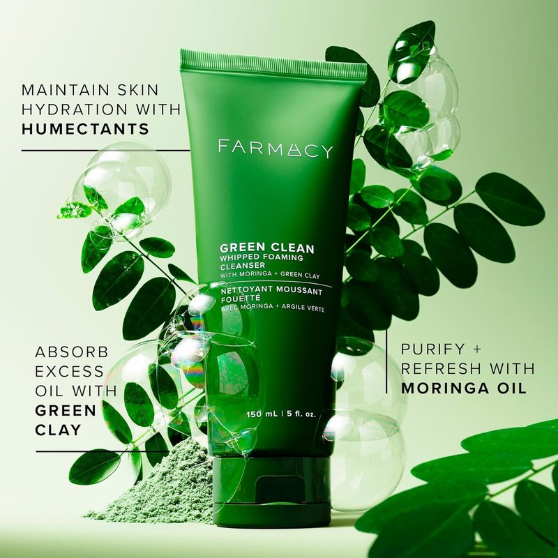 Farmacy Foaming Face Wash for Oily Skin - Oil-Free Gentle Cleanser with Green Clay | 150ml