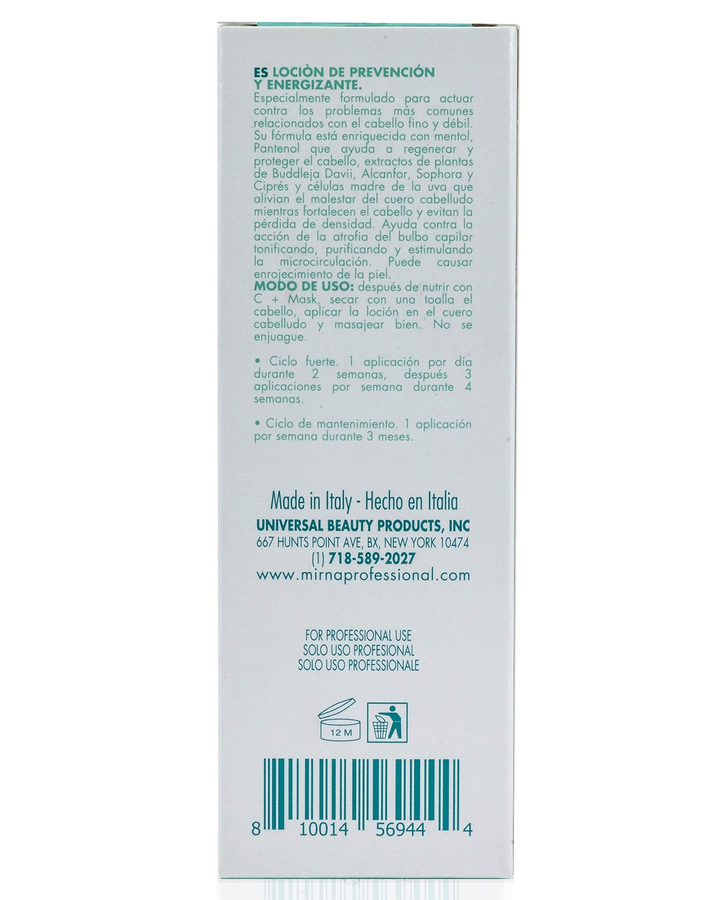 Mirna Professional Prevention & Energizing Anti Hairloss lotion For Weak Hair Infused with Menthol, Pantenol, Sophia Flower Extract, Grape stem cells |Sulphate, Paraben, SLS & Gluten Free 125ml/4.22oz