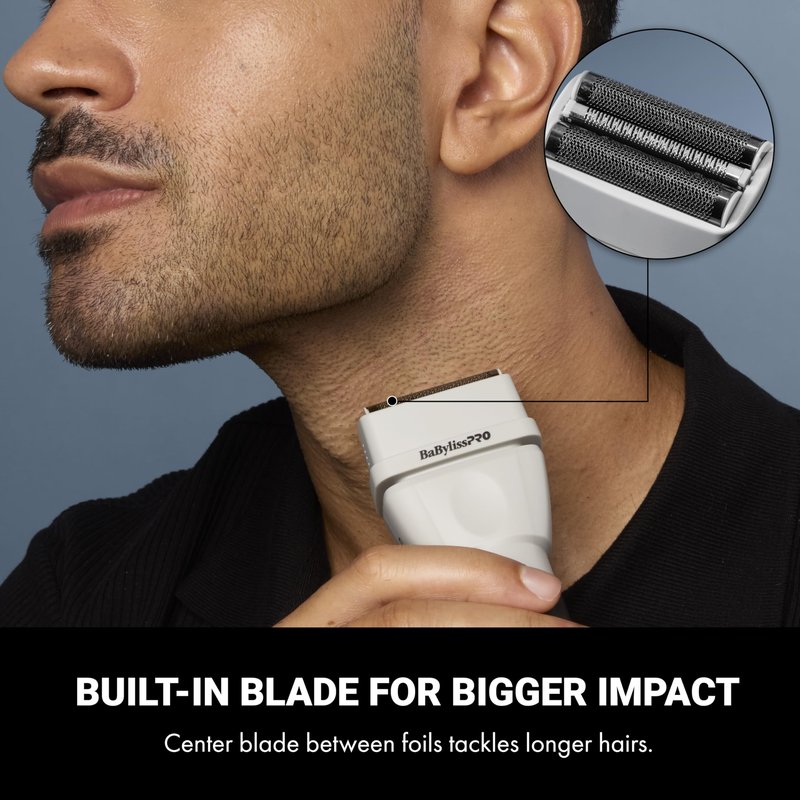 BaBylissPRO COREFX Professional Double Foil Electric Shaver for Men - Waterproof Cordless Wet/Dry Foil Razor with 9,000 RPM Motor and USB-C Charging