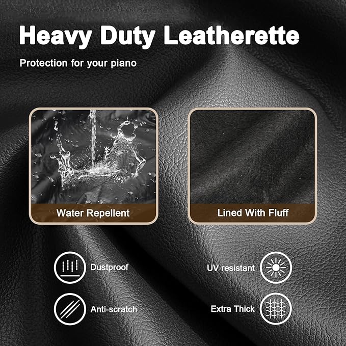 Explore Land 88 Keys Digital Piano Dust Cover with Music Stand Opening and Pockets - Waterproof Leatherette Electronic Keyboard Cover Fits for Most Piano(Black)