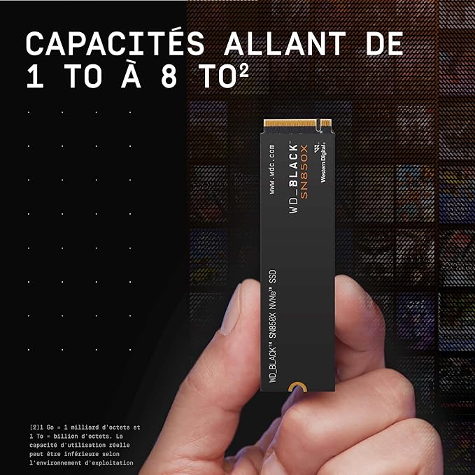 WD_Black SN850X 8TB NVMe SSD - M.2 2280, Up to 7,300 MB/s Read speeds, Up to 6,300 MB/s Write speeds, Gaming Expansion, High Performance Internal Solid State Drive - WDS800T2X0E
