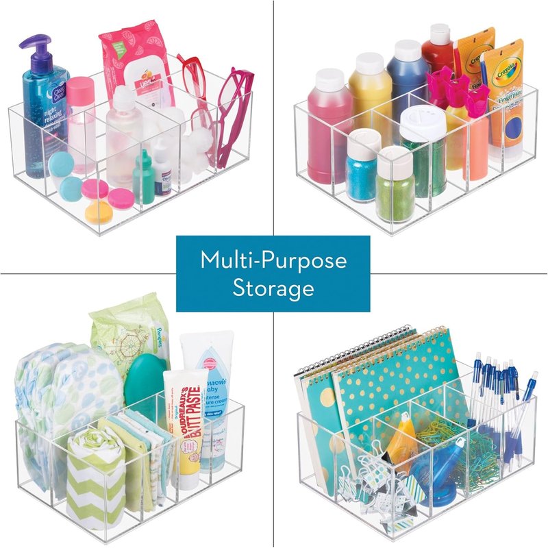 iDesign 5-Section Makeup Organizer - Clear Bathroom Vanity Storage | Set of 2