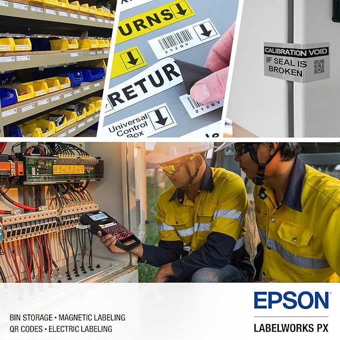 LABELWORKS Epson LW-PX700PCD Industrial Label Maker Kit - Complete Bundle with Accessories, Compatible with Large Variety of Tape Types, Portable Handheld Label Printer, Labels