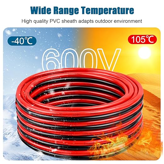 10 Gauge Wire 2 Conductors Copper Wire, 10 AWG Battery Cable Oxygen Free Copper Wire for Solar Panel, Automotive, Trailer, RV and Speaker (10 Gauge 100FT)