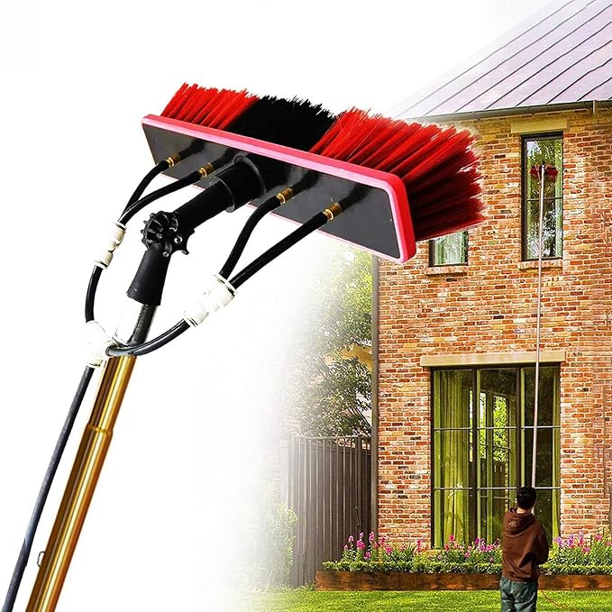 Extendable Window Cleaning Pole Aluminium Alloy Telescopic Cleaning Brush Water Fed Window Cleaning Kit Solar Panel Cleaning Equipment Roof Cleaning Tools,7.2m
