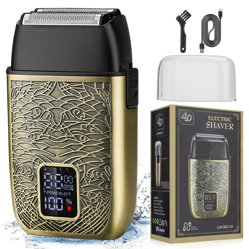 Electric Shavers for Men,Powerful Motor Electric Razor,Head Shavers for Bald Men,Triple Foil Beard Trimmer,Barber Supplies LED Displays & USB Charging Waterproof Shaver, Gifts