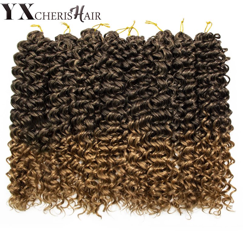 YXCHERISHAIR 8 Packs Curly Crochet Hair GoGo Curl Crochet hair for Women Deep Wave Braiding hair,Synthetic Bohemian Crochett Braid Water Wave Crochett hair Extensions(18inch, 1B/27)