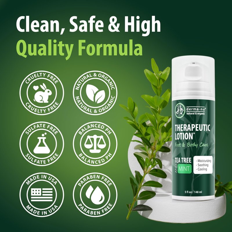 Foot Lotion with Tea Tree Essential Oil for Jock Itch, Athletes Foot, and Dry Cracked Feet Treatment - Athletes Foot Cream with Tea Tree Oil for Toenail - Foot Cream for Dry Cracked Heels