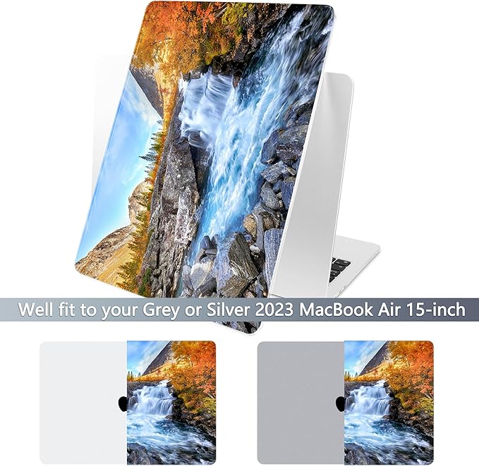 Batianda Premium Case for New MacBook Air 15 inch 2023 with M2 Chip Model A2941, Designed Protective Plastic Hardshell & Keyboard Cover & Screen Protector, Fall
