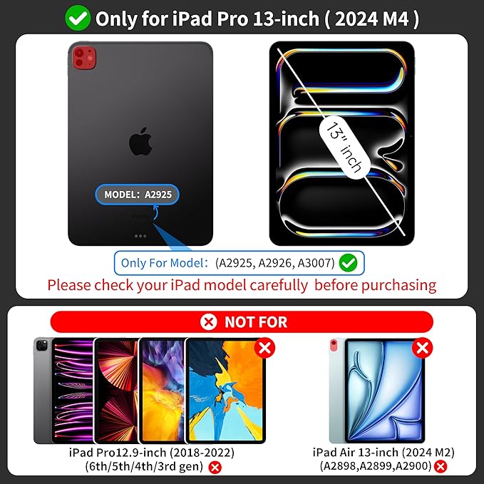 Otuoor iPad Pro 13 Inch Case 2024 with Keyboard, Magnetic Detachable Keyboard Case for iPad Pro 13 Inch (M4, 2024) with 7 Colors Backlight, Multi-Touch Trackpad, Portrait/Landscape Mode (White)