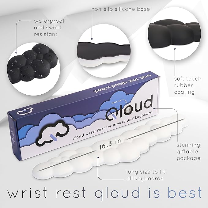 Cloud Keyboard Wrist Rest – Create-ables Qloud Cloud Wrist Rest for Computer Keyboard and Mouse, Ergonomic Memory Foam Wrist Pad with Non-Slip Base, Includes Cloud Mouse Pad – Beige