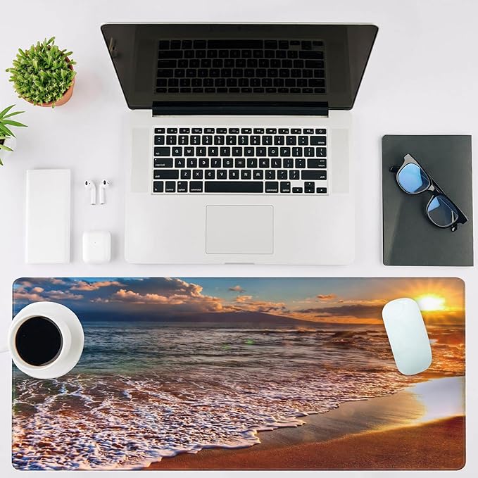 NIYLYNSYN Mouse Pad Large Nice Sunset Non-Slip Game Desk Mat with Stitched Edge Laptop Keyboard Desk Pad for Work Home Gaming (35.4 x 15.7 Inches)