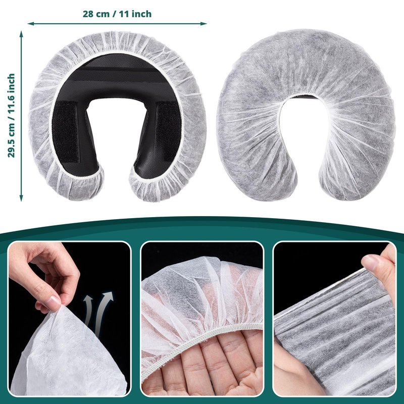 Noverlife 100PCS Disposable Fitted Face Cradle Covers, Non-woven Ultra Soft Massage Face Covers Headrest Covers for Massage Tables & Massage Chairs, Universal Size Beauty Salon SPA Face Rest Covers