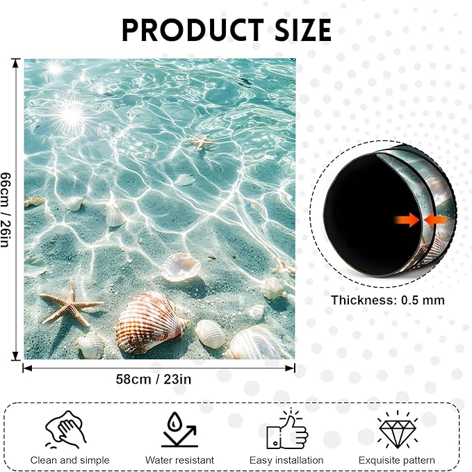 NYZE Dishwasher Magnets Cover, Dishwasher Magnetic Sticker Decorative, 23 x 26 Inch Reusable Dish Washer Cover Mat for Dishwashers (Underwater Seashells)