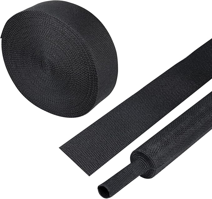BuyUneed Heat Shrinkable Braided Sleeving 2:1 Ratio- Abrasion Protection Flexibility Wiring Harness Cable Sheath (1" ID, 12ft)
