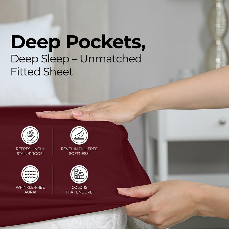 Utopia Bedding Full Fitted Sheet - Bottom Sheet - Deep Pocket - Soft Microfiber - Shrinkage and Fade Resistant - Easy Care -1 Fitted Sheet Only (Red Burgundy)