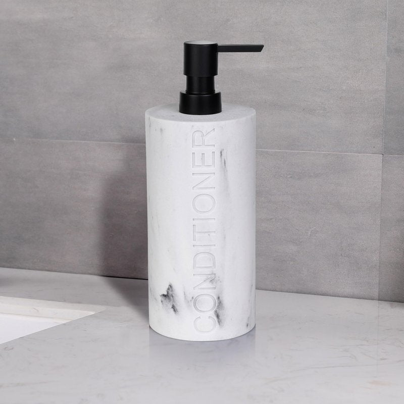 Indecor Home Conditioner Dispenser Luxurious Refillable Pump Bottle with Embossed Text, Durable Construction for Bathroom and Kitchen