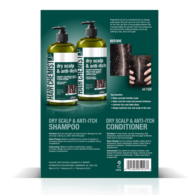 Hair Chemist Nourishing Dry Scalp & Anti-Itch Peppermint Shampoo 33.8 oz. & Conditioner 33.8 oz. 2-PC Gift Box Set - Hydrating Peppermint Shampoo & Conditioner Set, Soothes Irritated, Dry Scalp