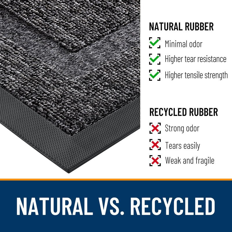 OLANLY Front Door Mat Indoor Outdoor Entrance, Waterproof All-Season, All-Weather Doormat, Sturdy Natural Rubber, Low Profile, Easy Clean Patio Porch Entryway Mat, 47x17, Black and White