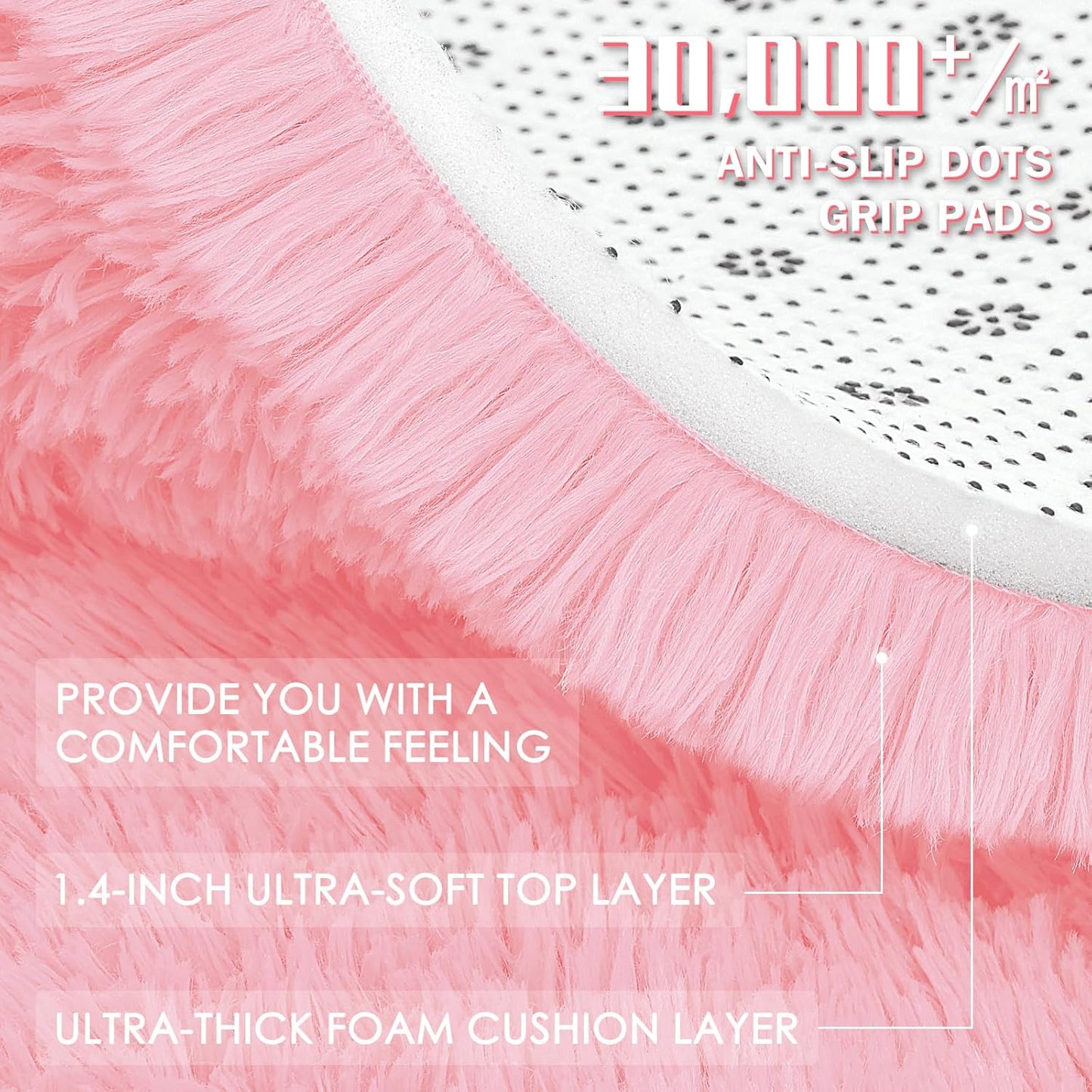 OLANLY Area Rug - Soft Fluffy Shaggy Carpet for Living Room & Bedroom | Machine Washable 4x5.9 ft, Pink