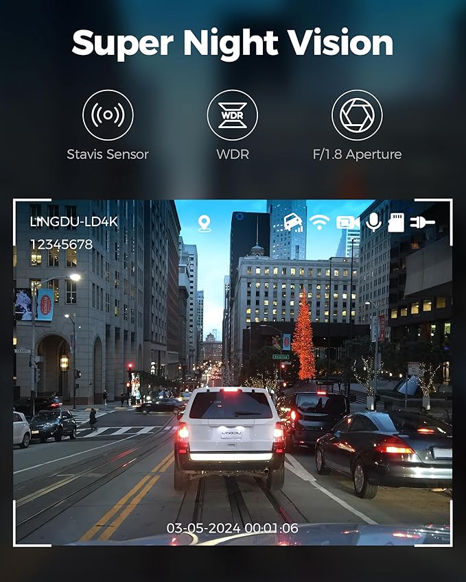 LINGDU 12" Mirror Dash Cam, 4K UHD Front and 2.5K Rear View Dash Camera for Car, with ADAS BSD LCA Smart Mode, GPS, G-Sensor, Loop Recording, Parking Monitor, Voice Control, 5.8GHz WiFi