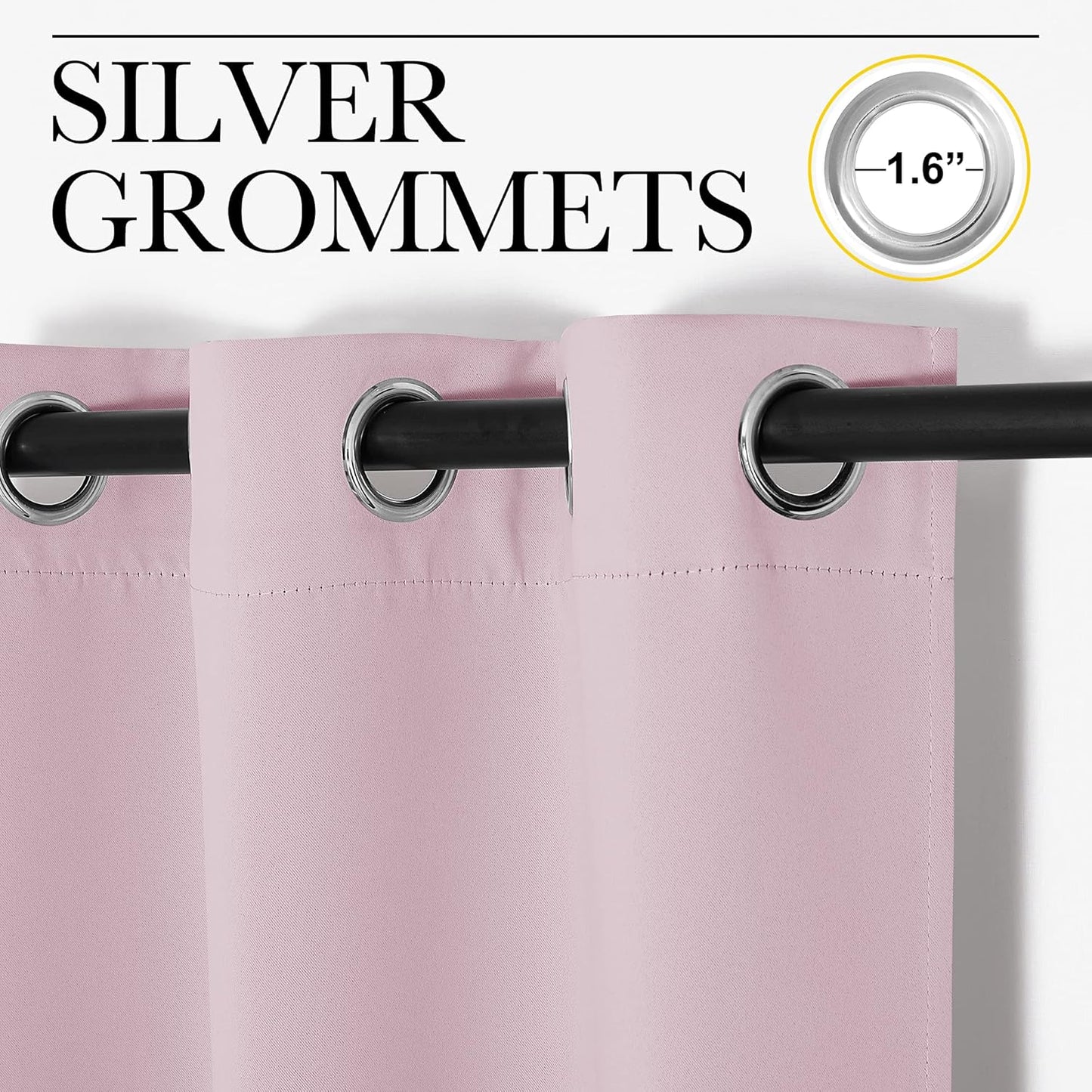NICETOWN Baby Pink Blackout Curtains - Thermal Insulated 120-Inch Drapes for Large Windows | 2 Panels, 55" Wide