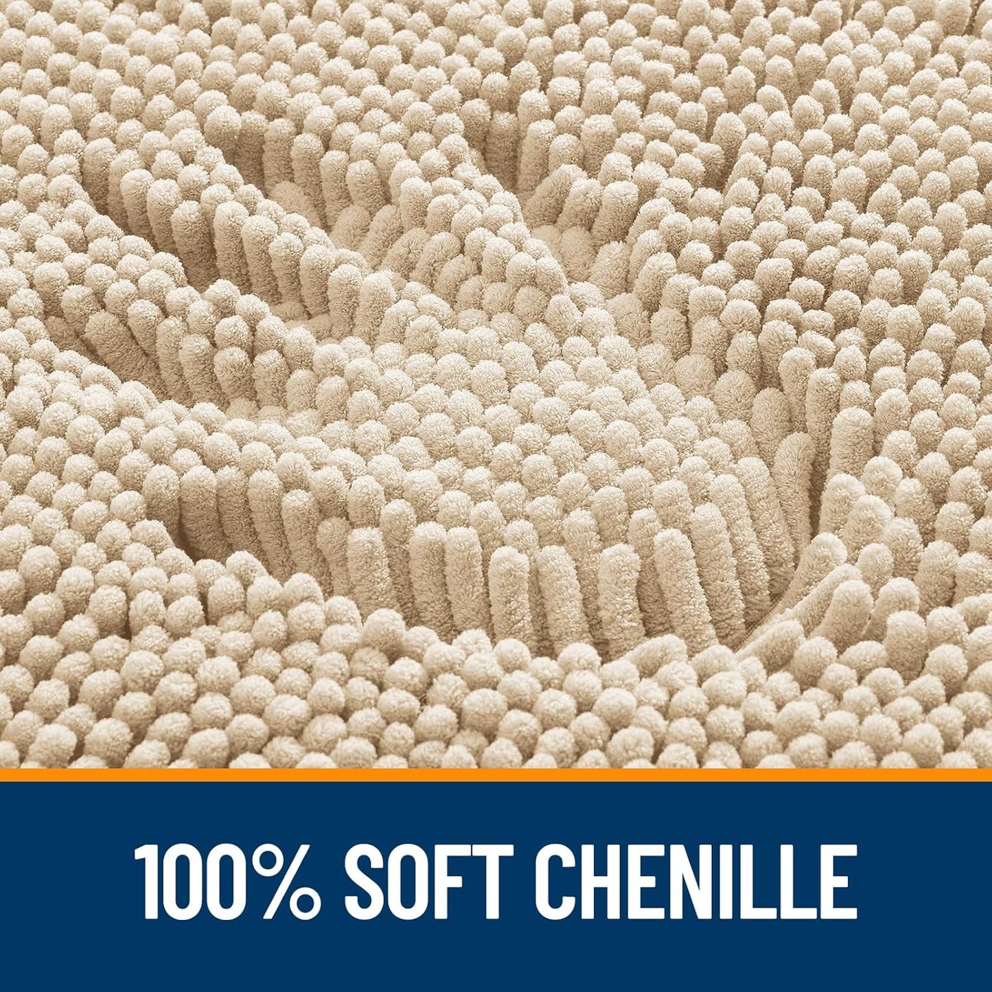 OLANLY Large Bath Rugs - Extra Soft Chenille, Quick Dry & Machine Washable | 50x30 Inches, Beige