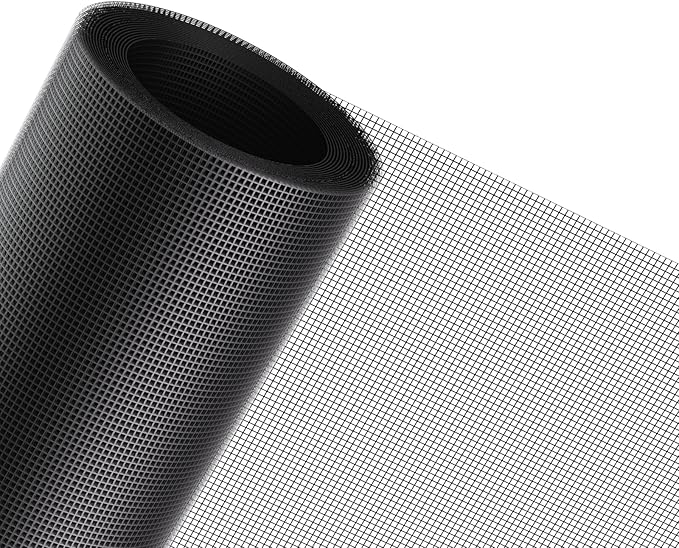 MAGZO Window Screen Replacement Mesh 48"W x 99"L - Pet Resistant Premium & Durable Polyester Screen Door Mesh, Allows Fresh Air in, DIY Repair Kit Includes Tool for Sliding Doors,Windows,Patio, Black
