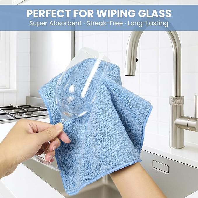 Microfiber Cleaning Cloth, 12 Pack Assorted Color Cleaning Rags for Housekeeping, Colorful Reusable Microfiber Towels for Car, Kitchen, Bathroom and Household Cleaning Supplies, 11.8"X11.8"