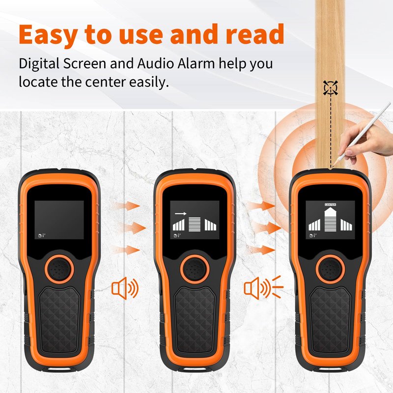 Stud Finder Wall Scanner 5-in-1 - Detector for Wood, Metal, Joists, Pipes, and AC Wires, Upgraded New version Intelligent Chip, High-Definition LCD Display Screen & Audible Alarm