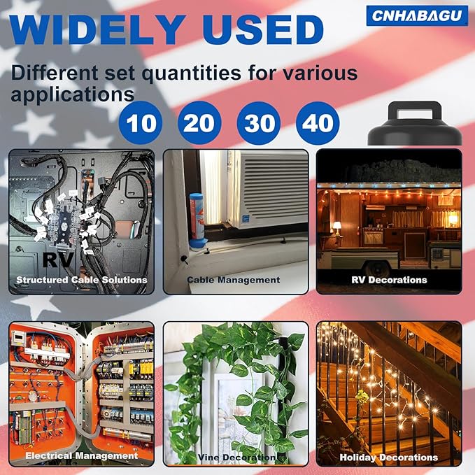 CNHABAGU Magnet Zip Tie Mount Magnetic Zip Ties Mount Base Holder Multipurpose Wire Cable Holder Mount Wire Clips Management for Home Office Marine Electrical Wiring (D19 10 Pcs)