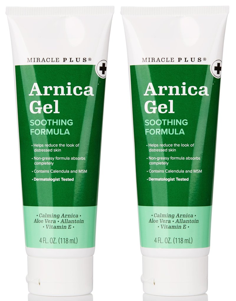 Miracle Plus Natural Arnica Bruise Gel For Body | Skin Care Arnica Montana Lotion Topical Gel | Extra Strength Vitamin K Cream Ointment, 4 Fl Oz, 2-Pack