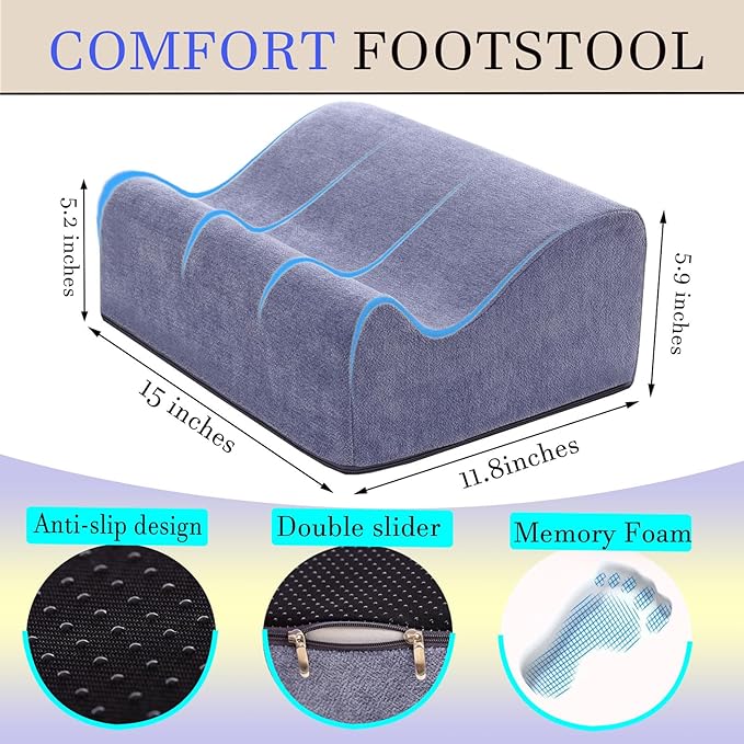 Foot Rest for Under Desk at Work,At Work Soft Ergonomic Footrest,Support Foot Pillow,Heel Chair,Leg Elevation Pillow,(Blue)