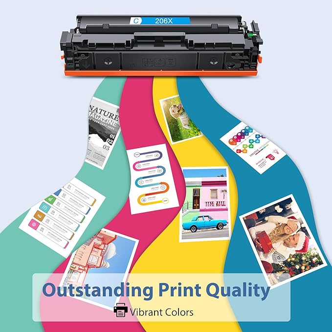 Aililiya 206X Toner Cartridges High Yield 4 Pack Compatible for HP 206X 206A Set for HP Color LaserJet Pro M255dw M255nw MFP M283fdw M283cdw M282nw M283fdn Printer(Black/Cyan/Yellow/Magenta)