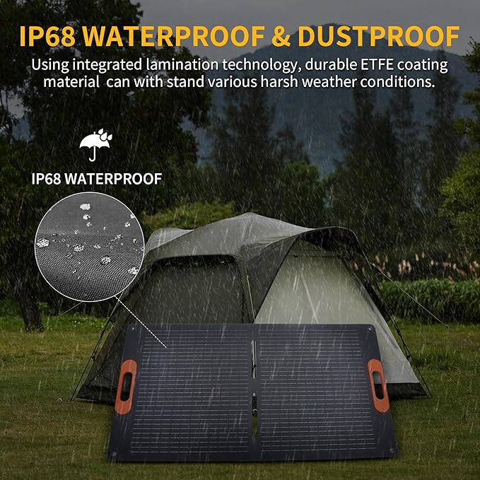 VLAIAN 100W Portable Solar Panel for Power Station Generator,100 Watt Foldable Solar Panel Charger with MC4 Output,3-in-1 DC Connector,23.5% High Efficiency for Outdoor Camping RV Travel(100W)