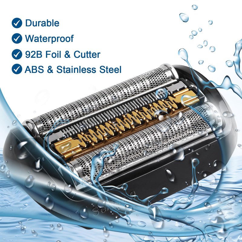 92B Series 9 Electric Shaver Replacement Head Accessories for Braun S9 Foil & Cutter Razor Heads – Foil & Cutter for S9 9290cc/9370cc/9390cc, Close Shave & Hypoallergenic, Wet/Dry Use